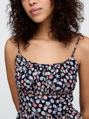 Gap Tie-Strap Cami Midi Dress seashell print NWT Size Small